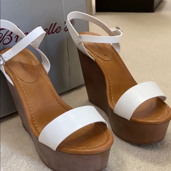 Breckelle’s from Libby Story White Strappy Wedges - Picture 3 of 5